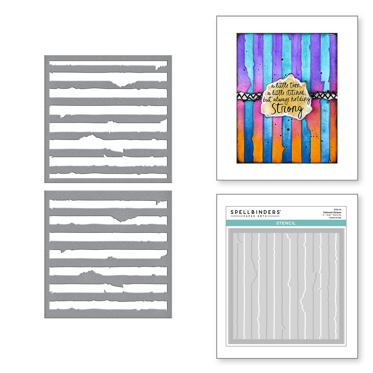 Spellbinders Tattered Stripes Stencils from the Beautifully Imperfect Collection