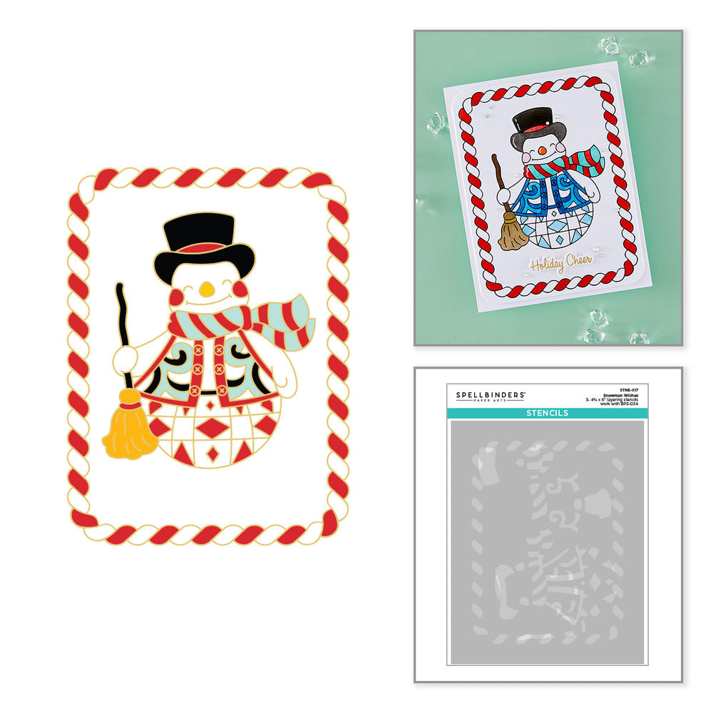 Spellbinders Snowman Wishes Press Plates + Free Gift Dies & Stencil Bundle - BetterPress Society July 2026 BD-1108