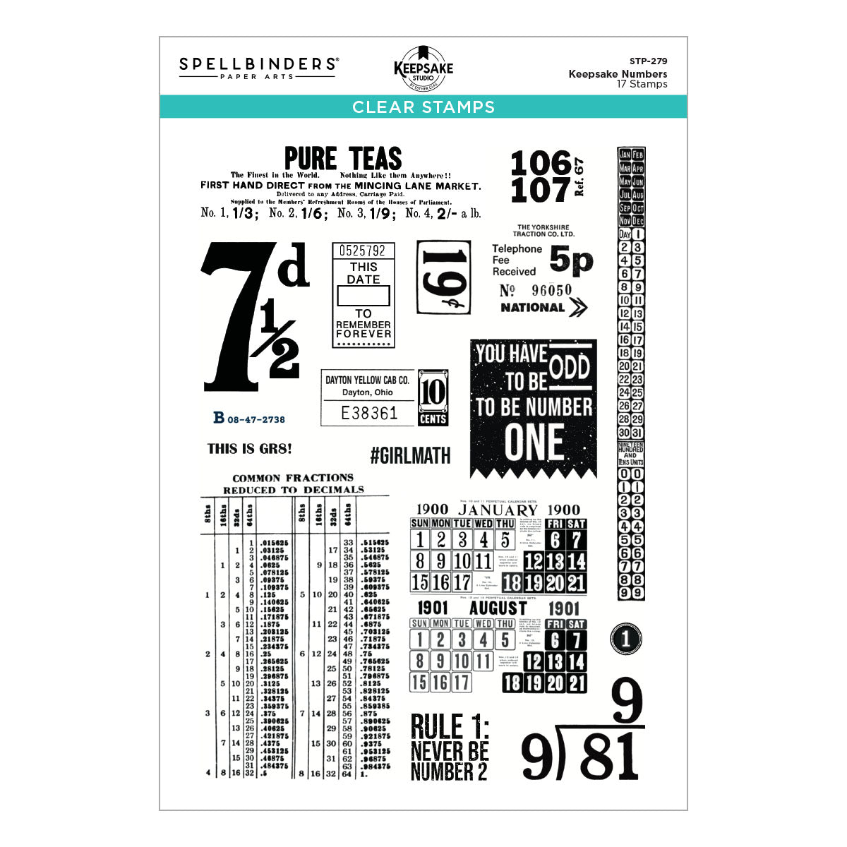 Spellbinders Keepsake Numbers Clear Stamp Set by Esther Glas