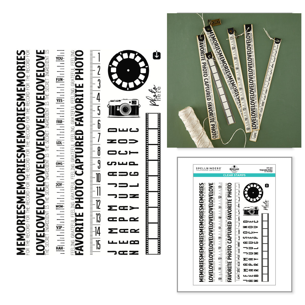 Spellbinders Keepsake Strips Clear Stamp Set by Esther Glas