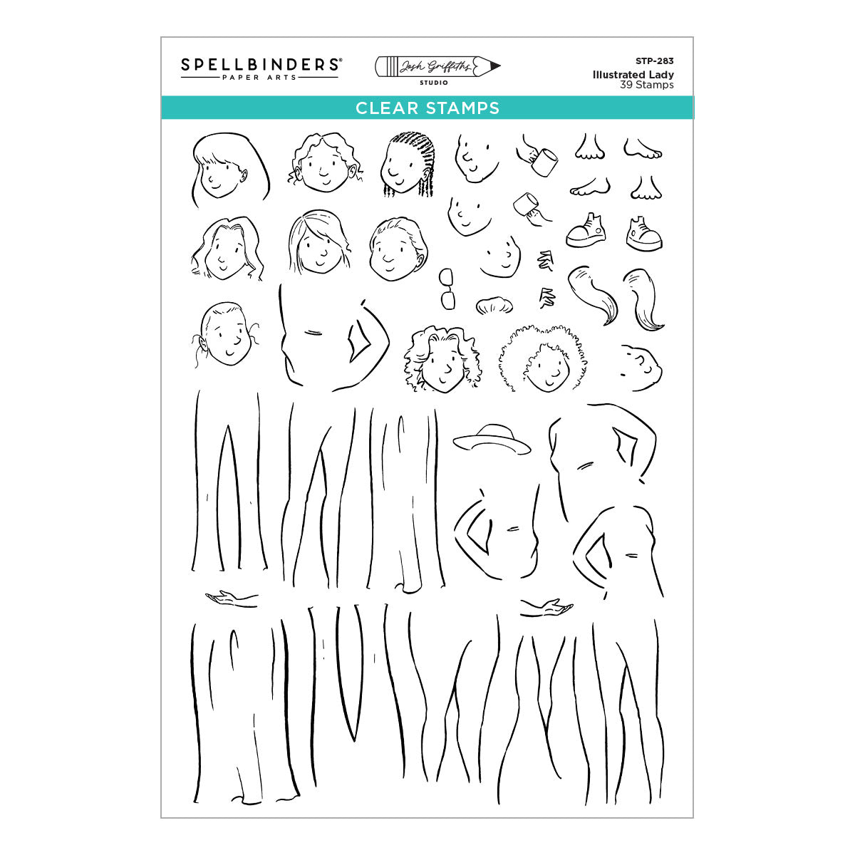 Spellbinders Illustrated Lady Clear Stamp Set by Josh Griffiths Studio