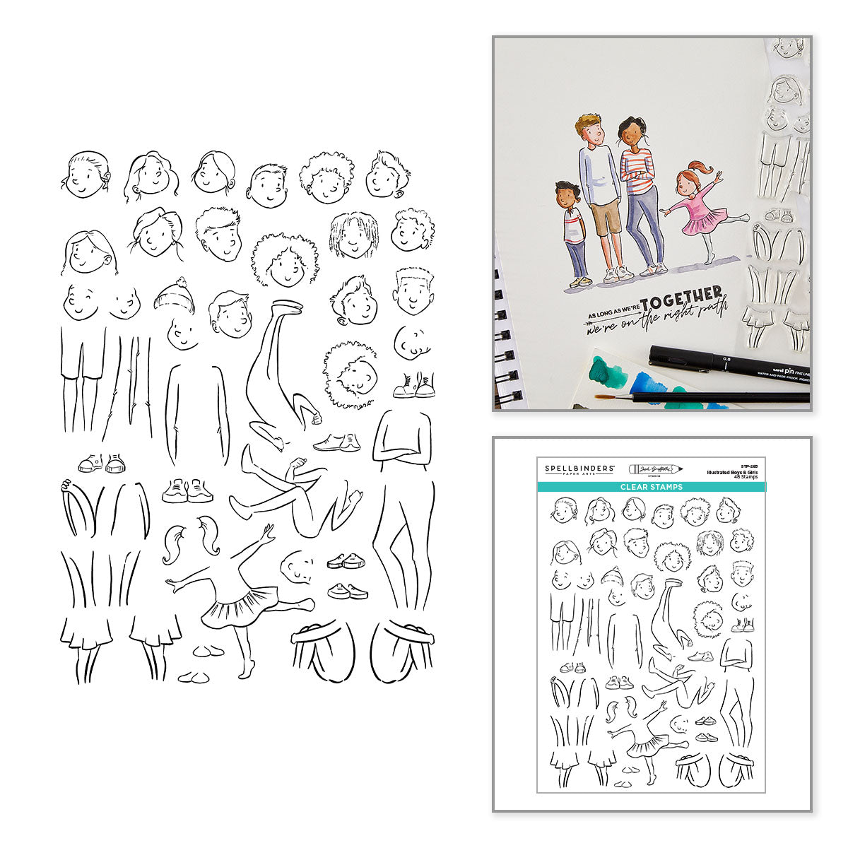 Spellbinders Illustrated Boys & Girls Clear Stamp Set by Josh Griffiths Studio