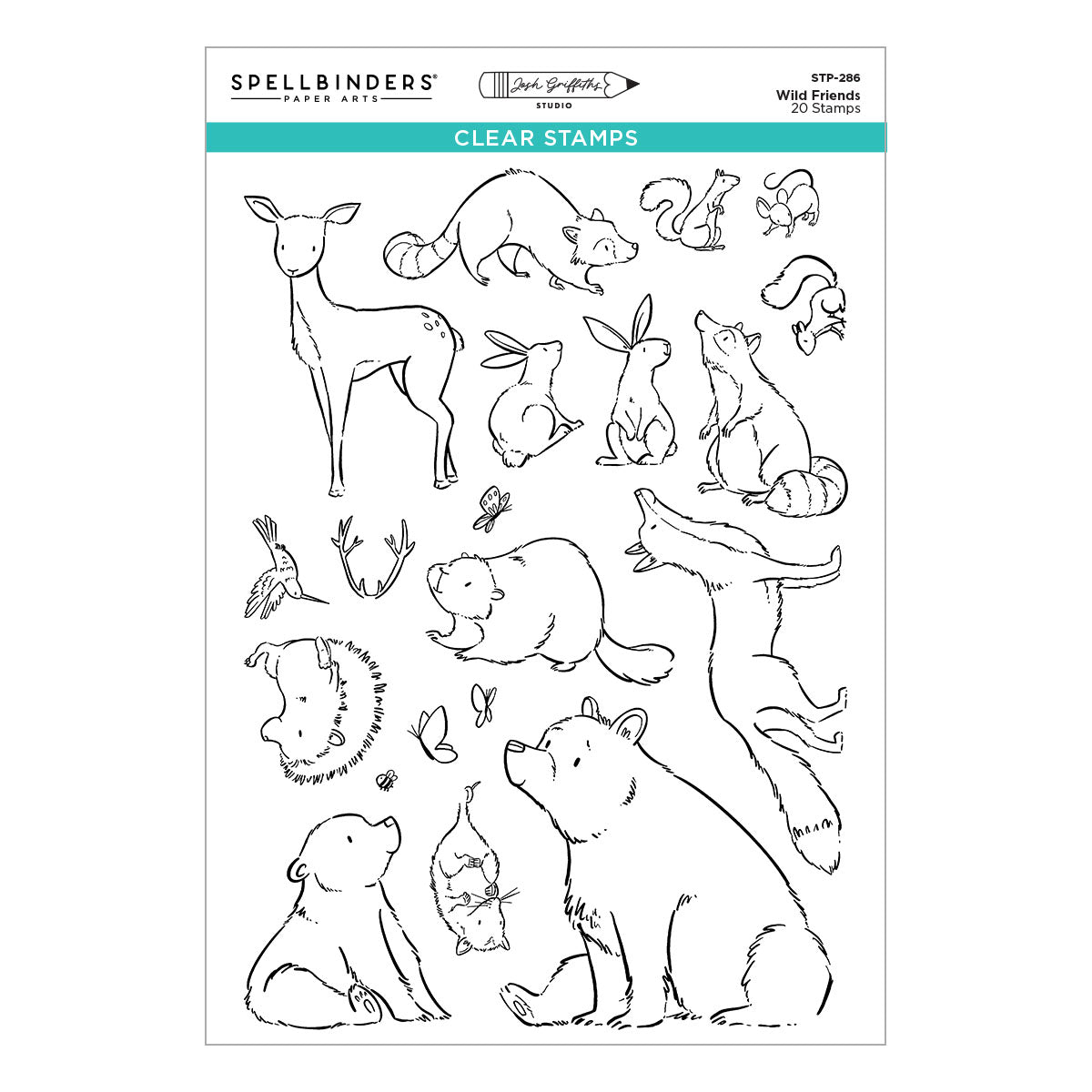 Spellbinders Wild Friends Clear Stamp Set by Josh Griffiths Studio