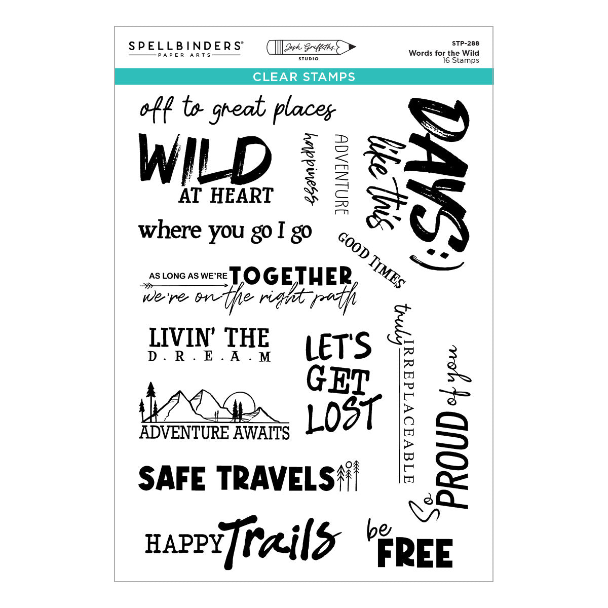 Spellbinders Words for the Wild Clear Stamp Set by Josh Griffiths Studio