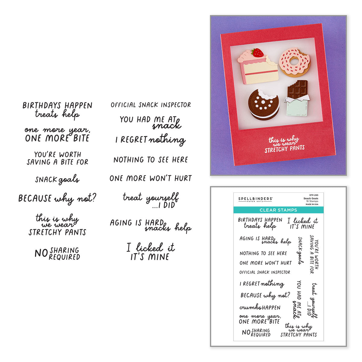 Spellbinders Snack Goals Clear Stamp Set