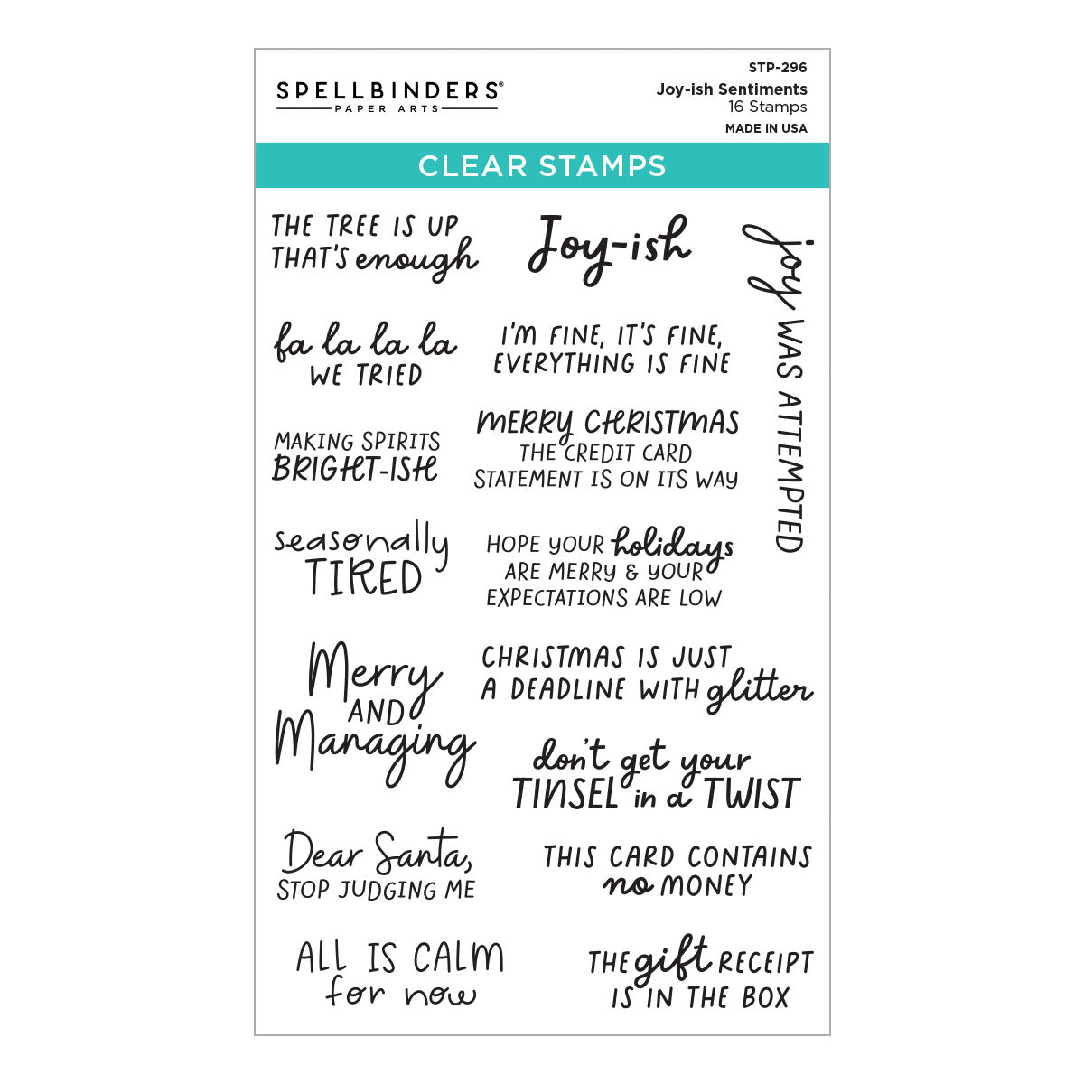 Spellbinders Joy-ish Sentiments Clear Stamp Set