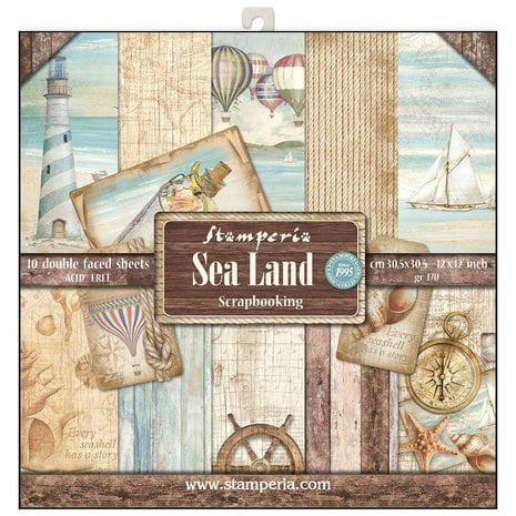 Stamperia Scrapbooking Pad 10 sheets cm 30,5x30,5 (12"x12") - Sea Land