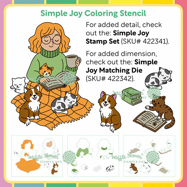 Waffle Flower Craft Simple Joy Stamp , Die & Stencil Bundle