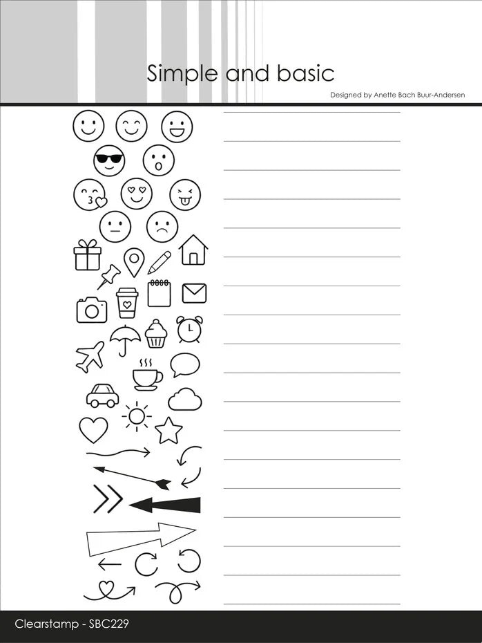 Simple and Basic Lines & Icons A6+ Clear Stamp (SBC229)