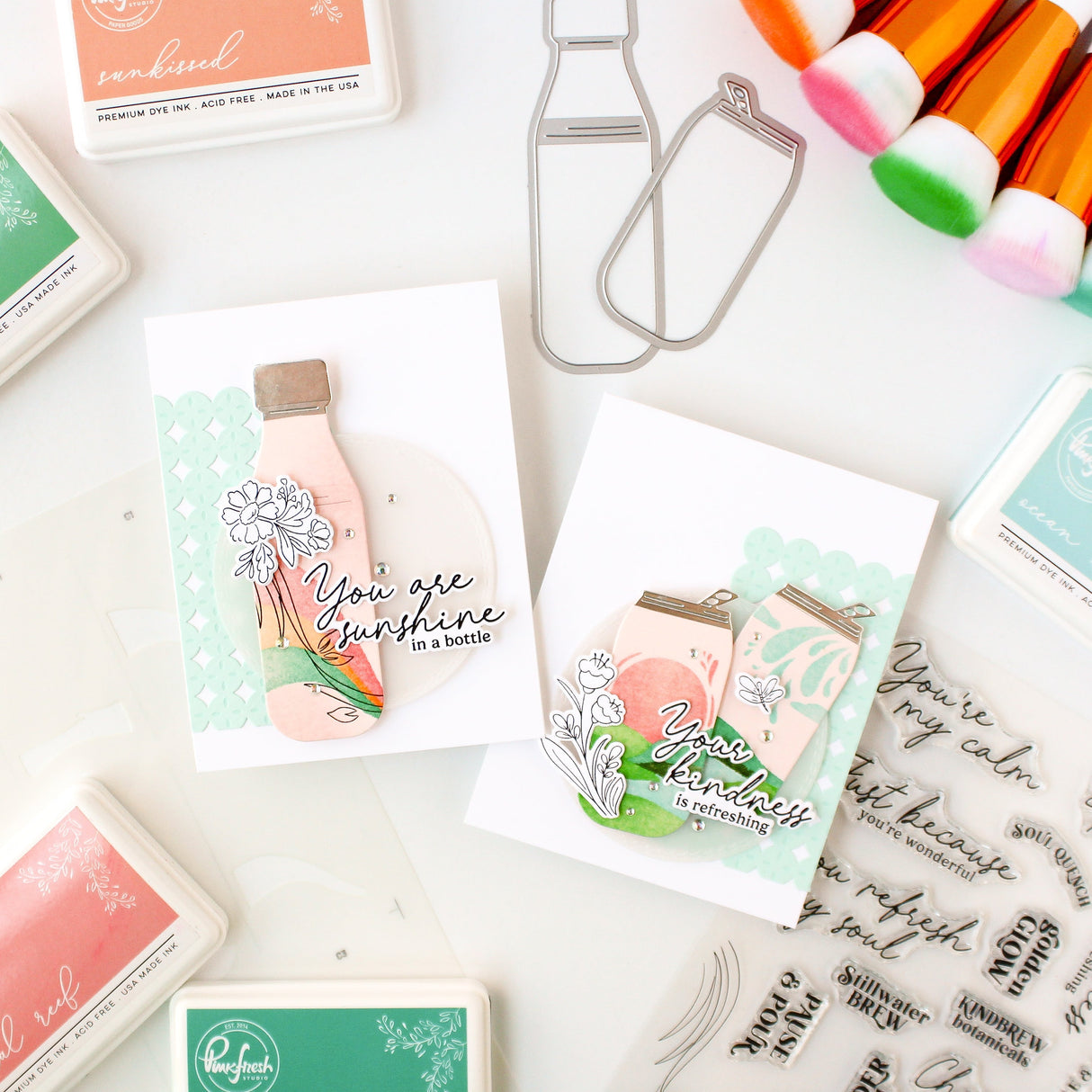 Pinkfresh Studio Sippable Scenes stamp/ Stencil / Die Bundle