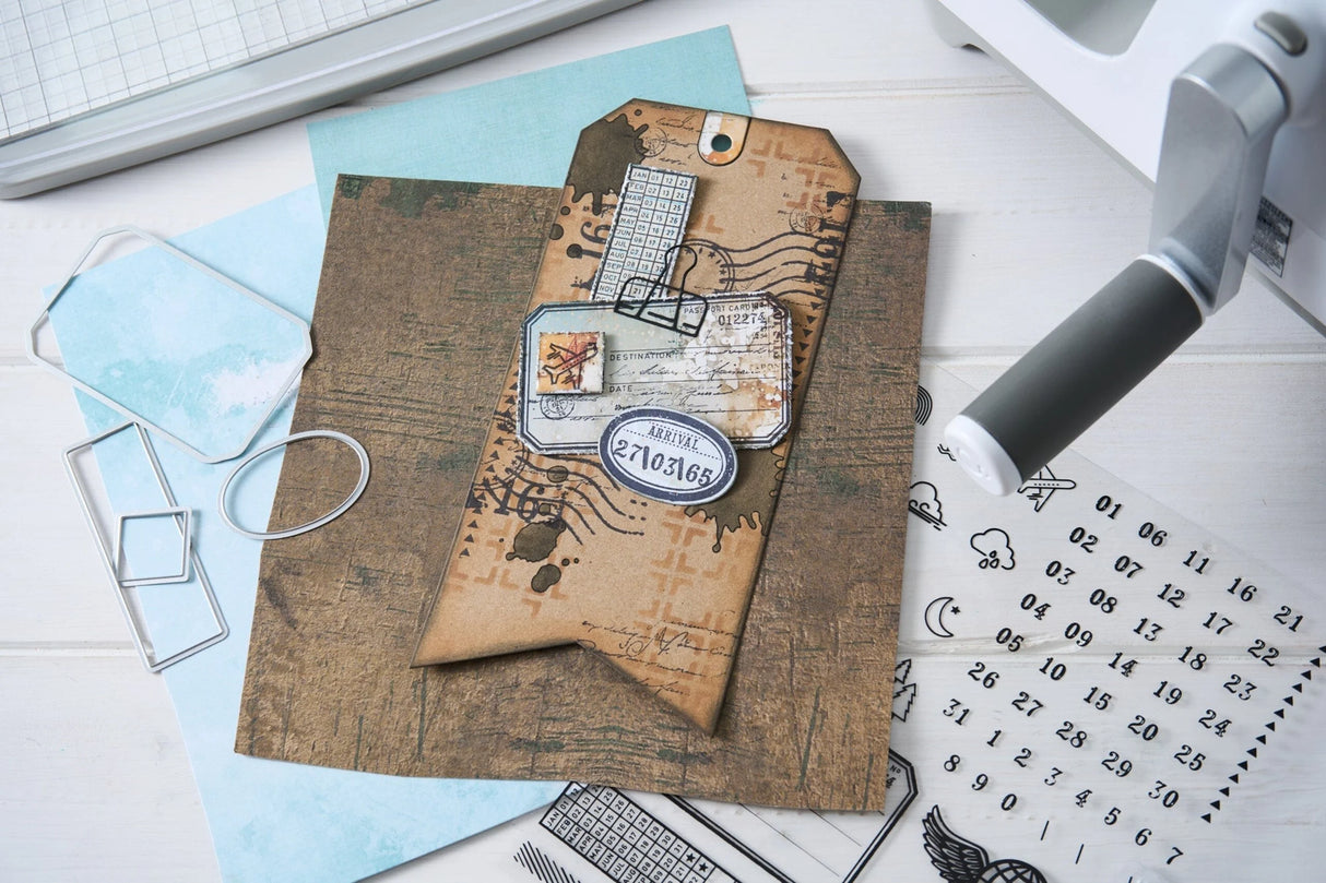Sizzix Clear Stamps w/Framelits Die by 49 & Market Globetrotter's Mark (62+4pcs) (667060)