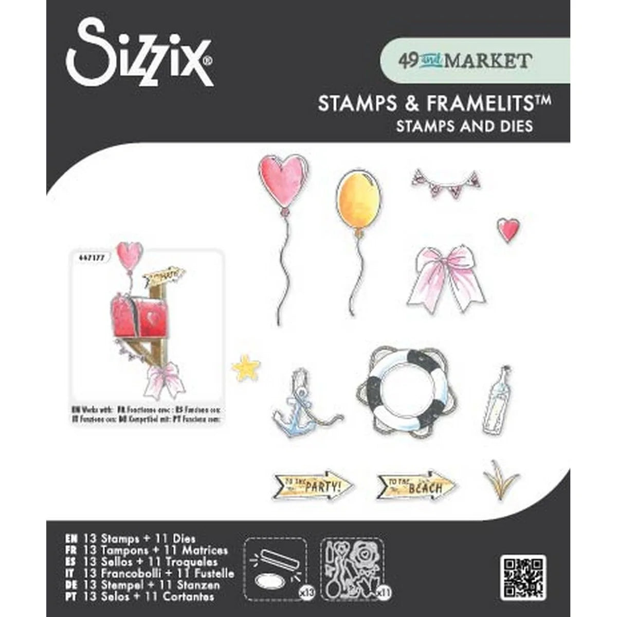 Sizzix Sweet Drop Clear Stamp and Framelits Die Set by 49 & Market - 667179