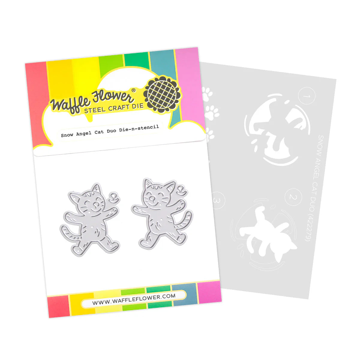 Waffle Flower Crafts Snow Angel Cat Duo Die-n-stencil