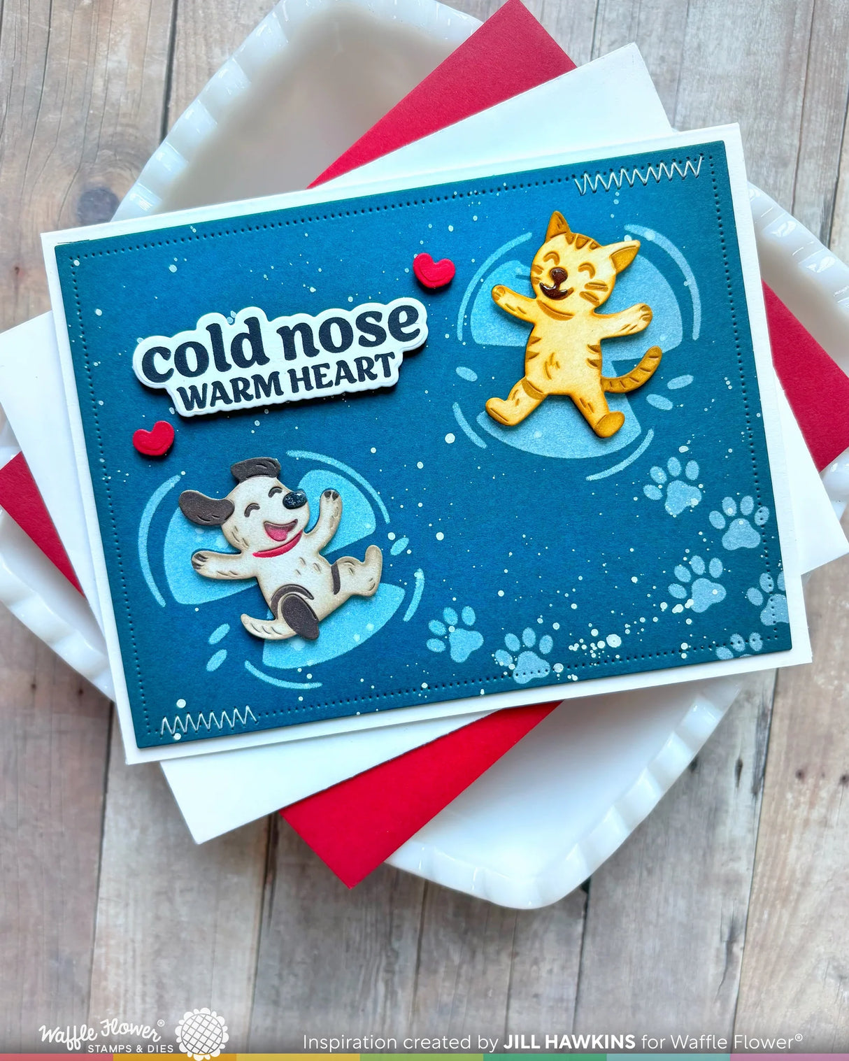 Waffle Flower Crafts Snow Angel Cat Duo Die-n-stencil