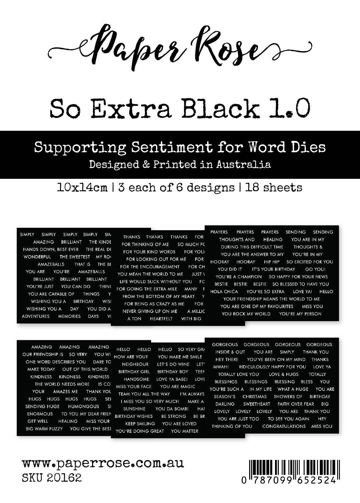 Paper Rose Studio So Extra Black 1.0 Supporting Sentiments 20162