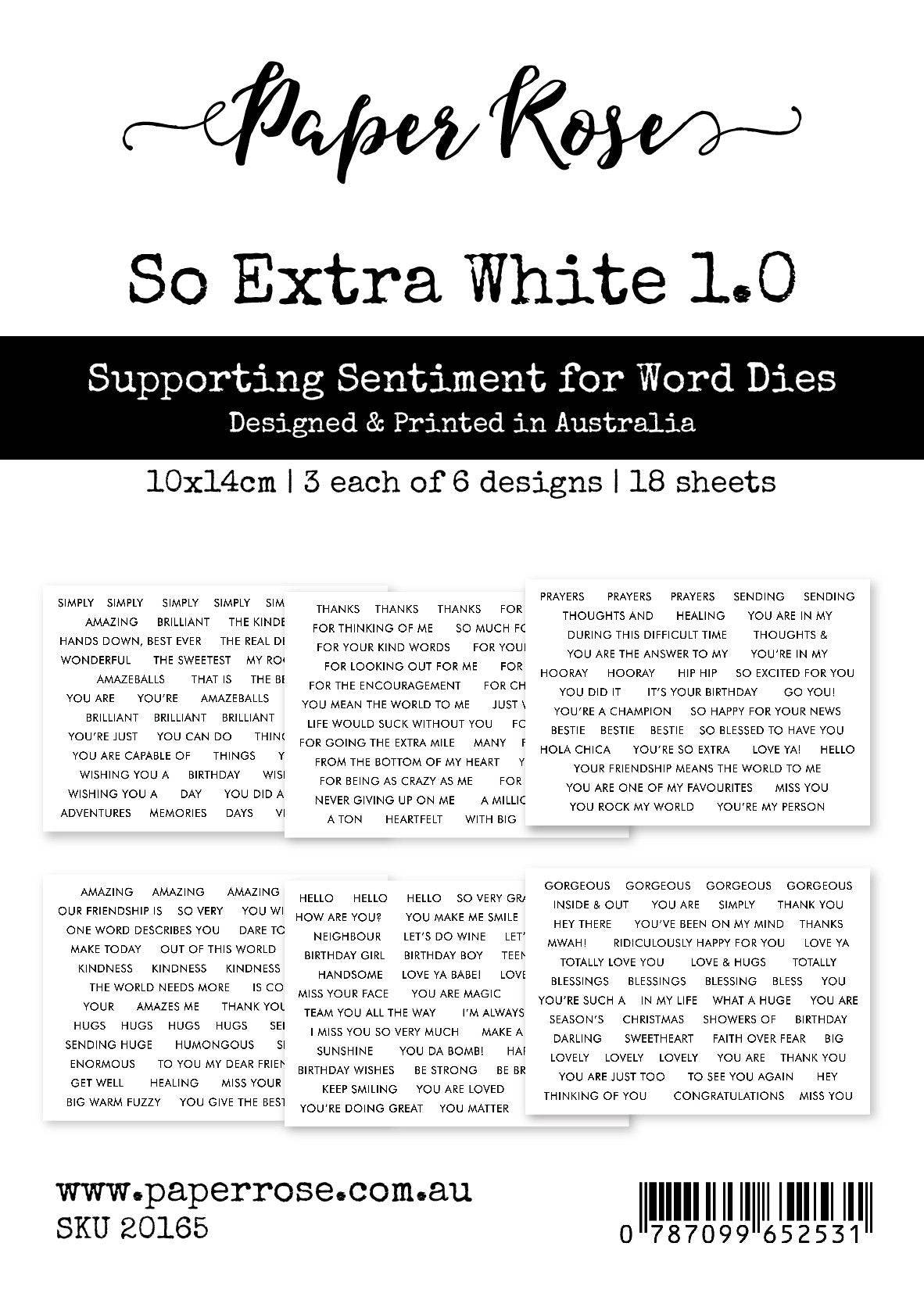 Paper Rose Studio So Extra White 1.0 Supporting Sentiments 20165