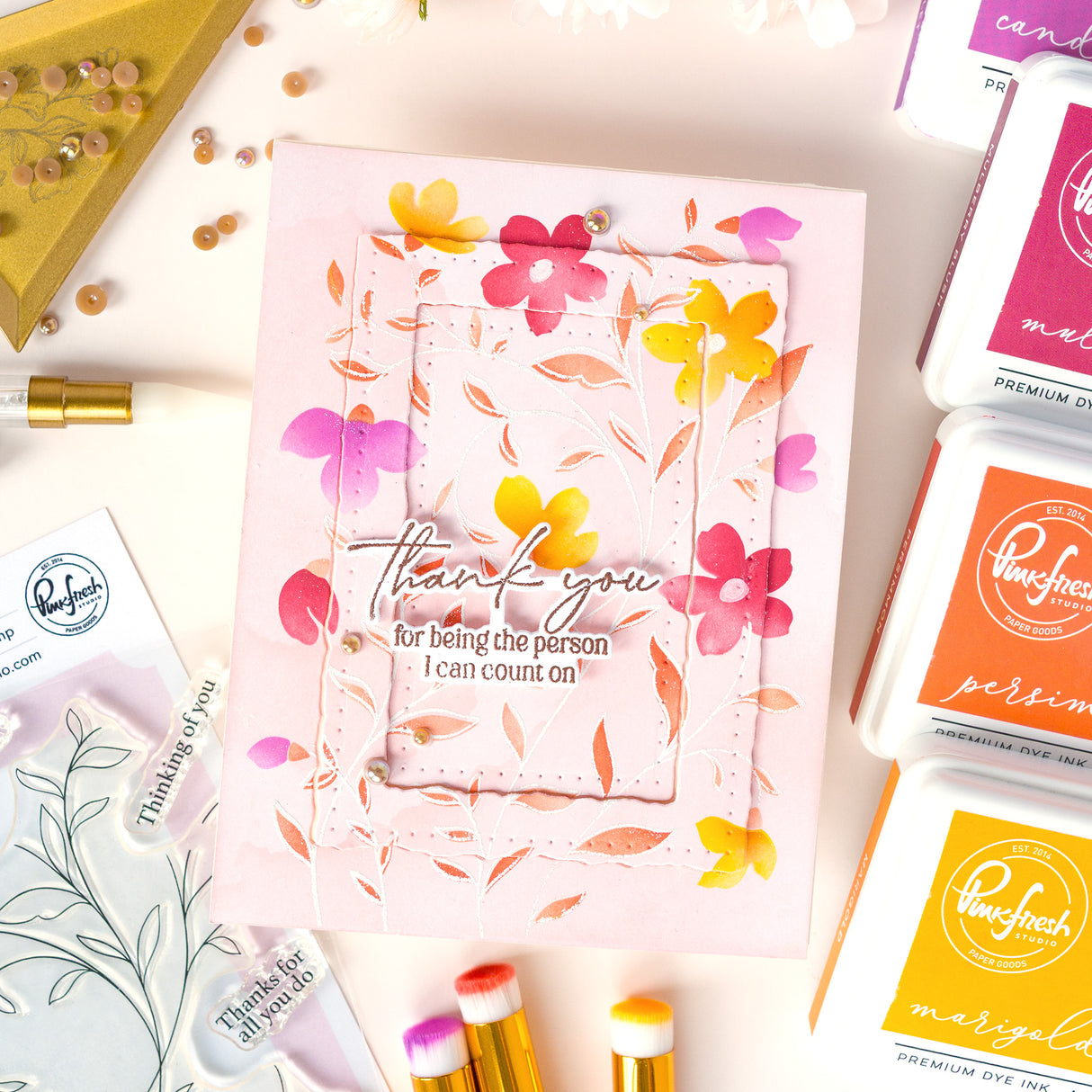 Pinkfresh Studio Soft Meadow Stamp/ Stencil Bundle