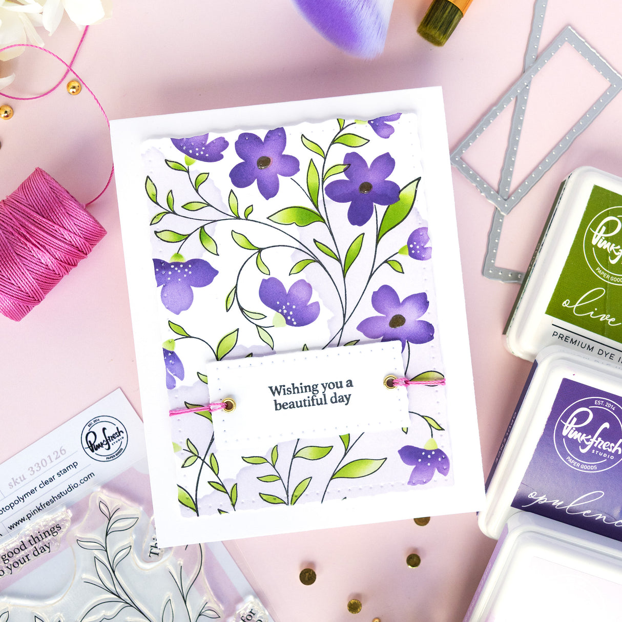 Pinkfresh Studio Soft Meadow Stamp/ Stencil Bundle