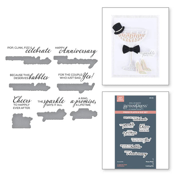 Spellbinders A Special Toast Sentiments BetterPress Plate & Die Set from the Happier Hour Collection