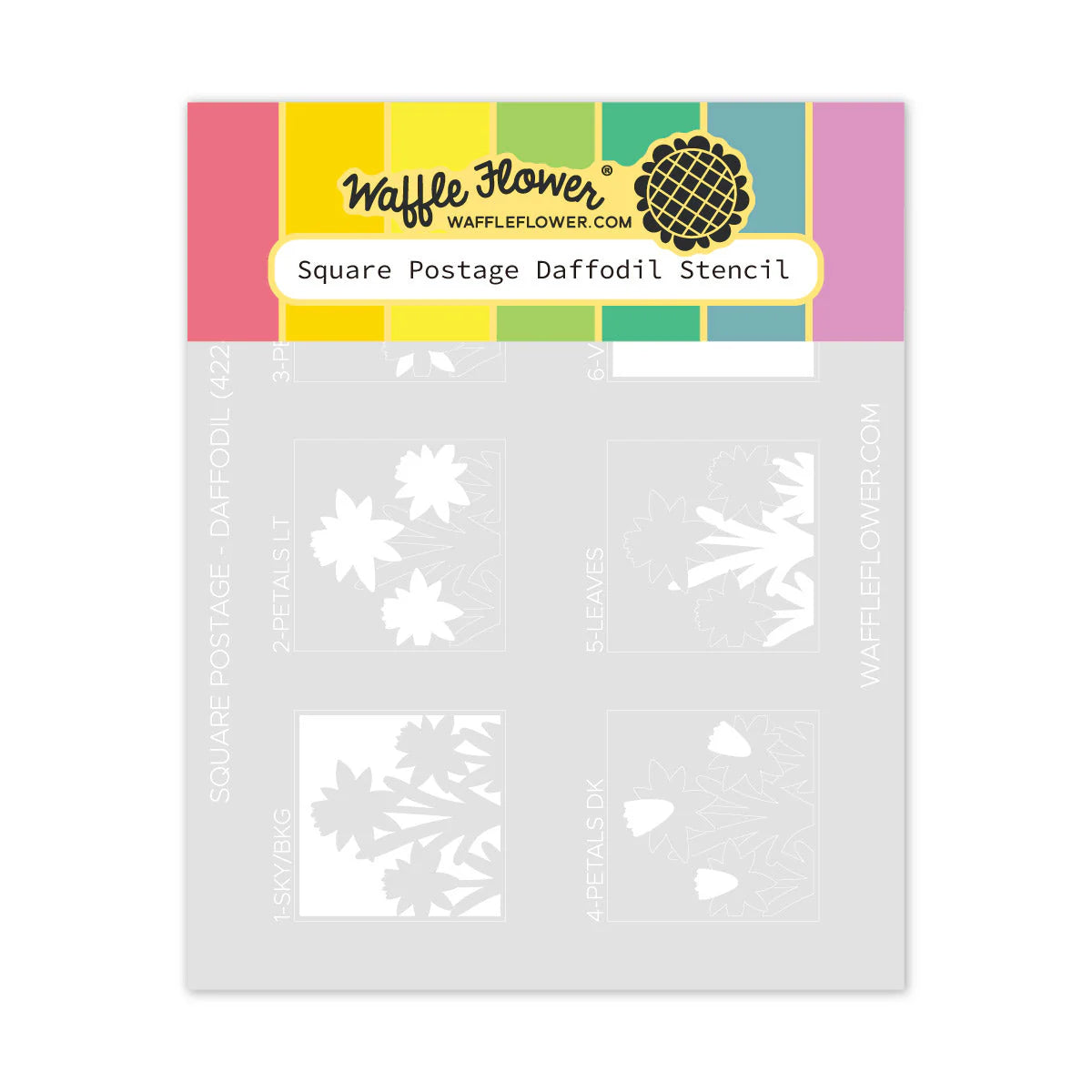 Waffle Flower Crafts Square Postage Daffodil Stencil