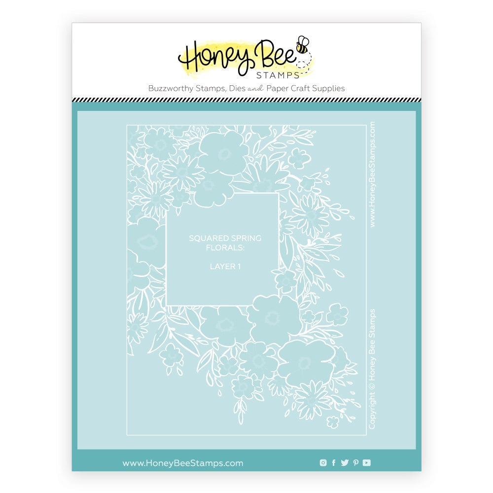 Honey Bee Stamps Squared Spring Florals - Set of 6 Coordinating Stencils