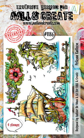 Aall and Create Stamp Set A6 Pelican Galleon (AALL-TP-1186)