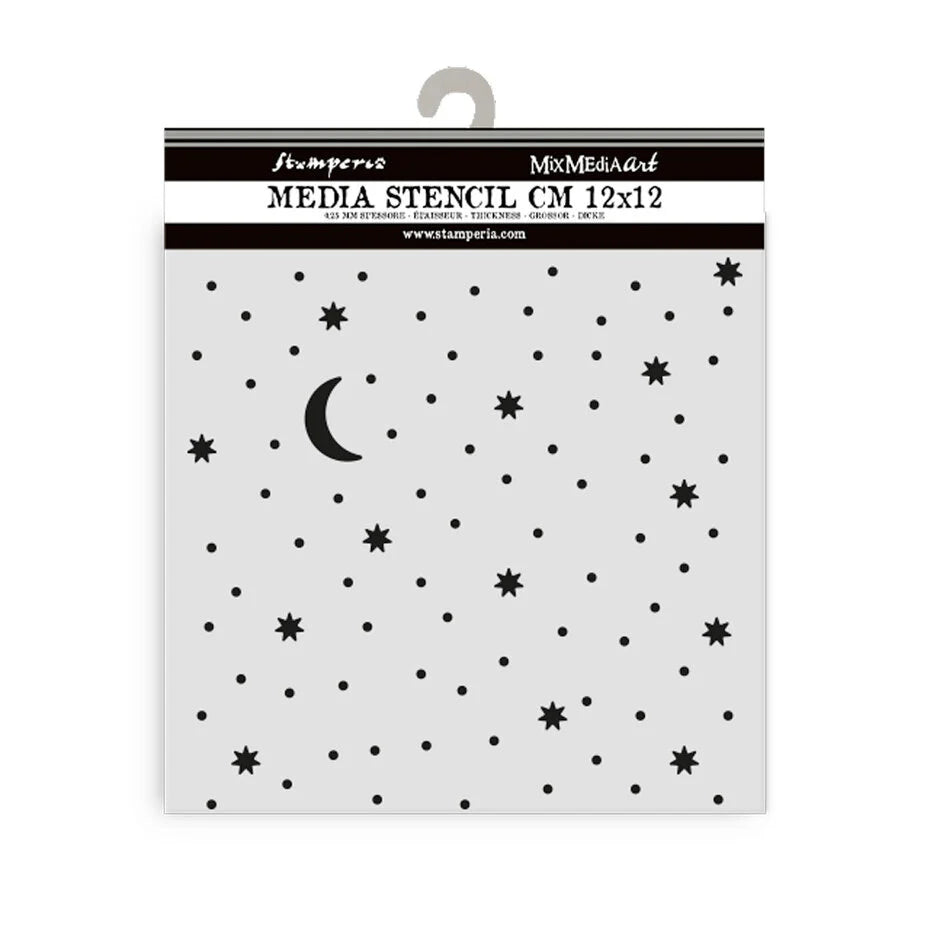 Stamperia Alice in Christmas Thick Stencil 12x12cm Stars and Moon (KSTDS57)