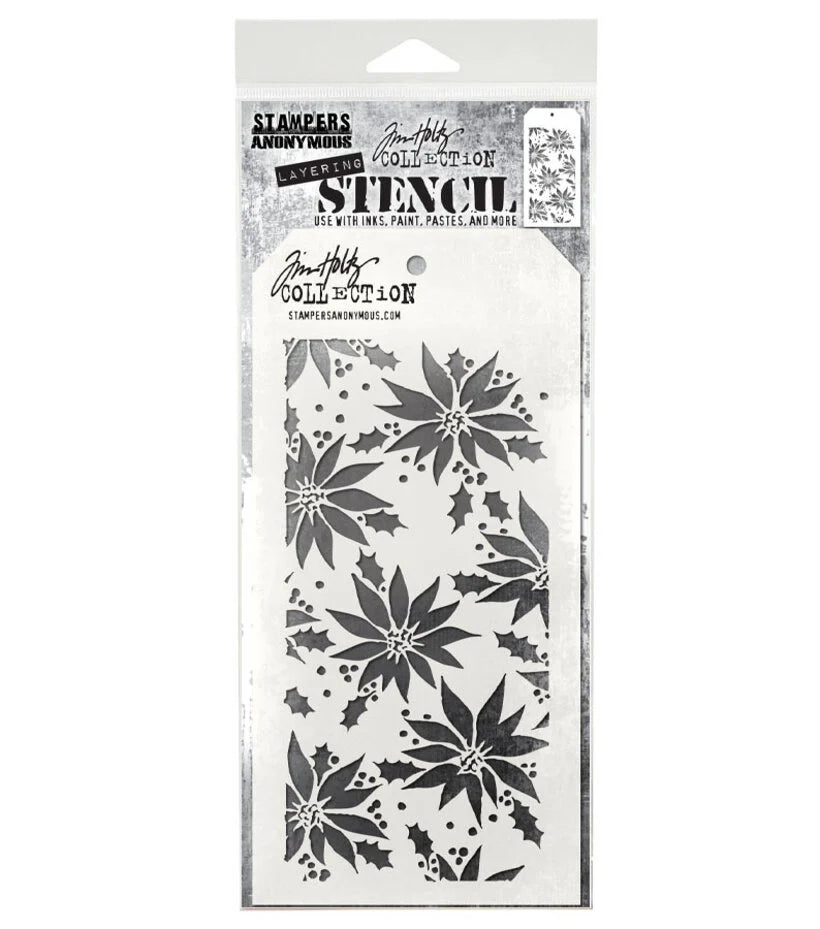 Stampers Anonymous Poinsettia Tim Holtz Layering Stencil (THS049)