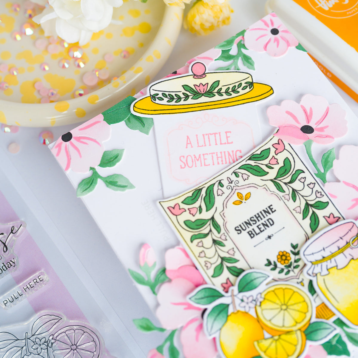 Pinkfresh Studio Steeped in Comfort stencil stamp and die