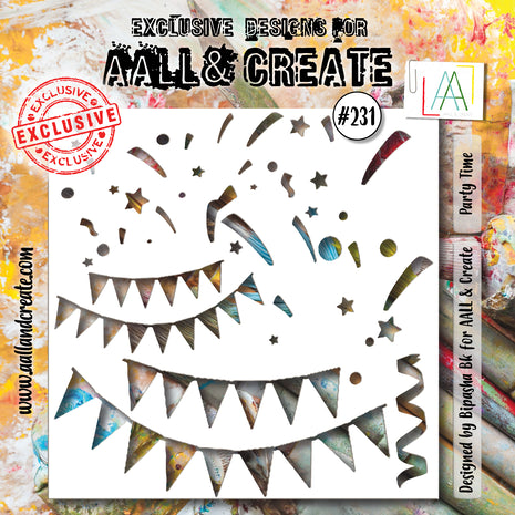Aall and Create Stencil 6x6 Inch Party Time (AALL-PC-231)