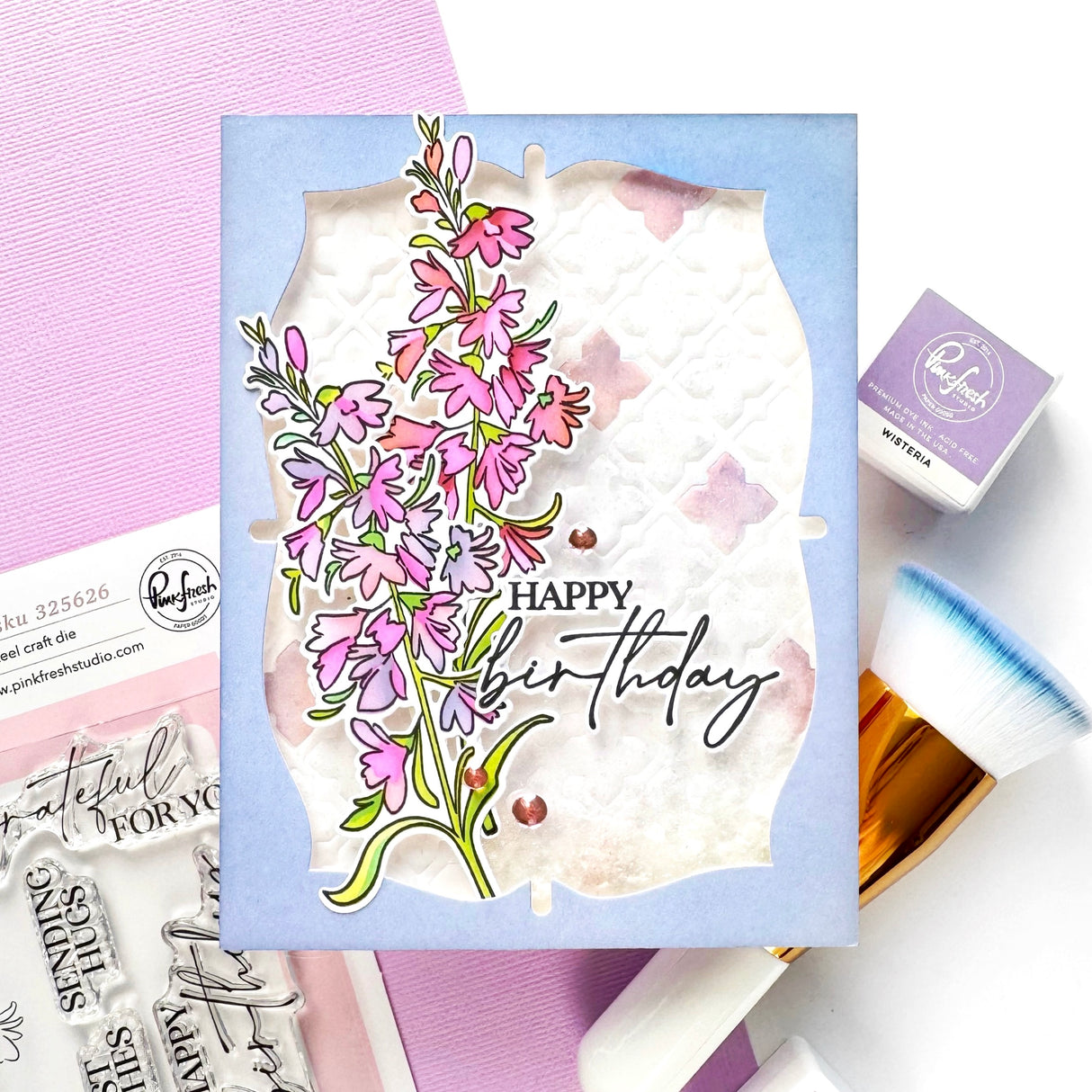 Pinkfresh Studio Cardinal Kiss Stamp / Die/ Stencil Bundle