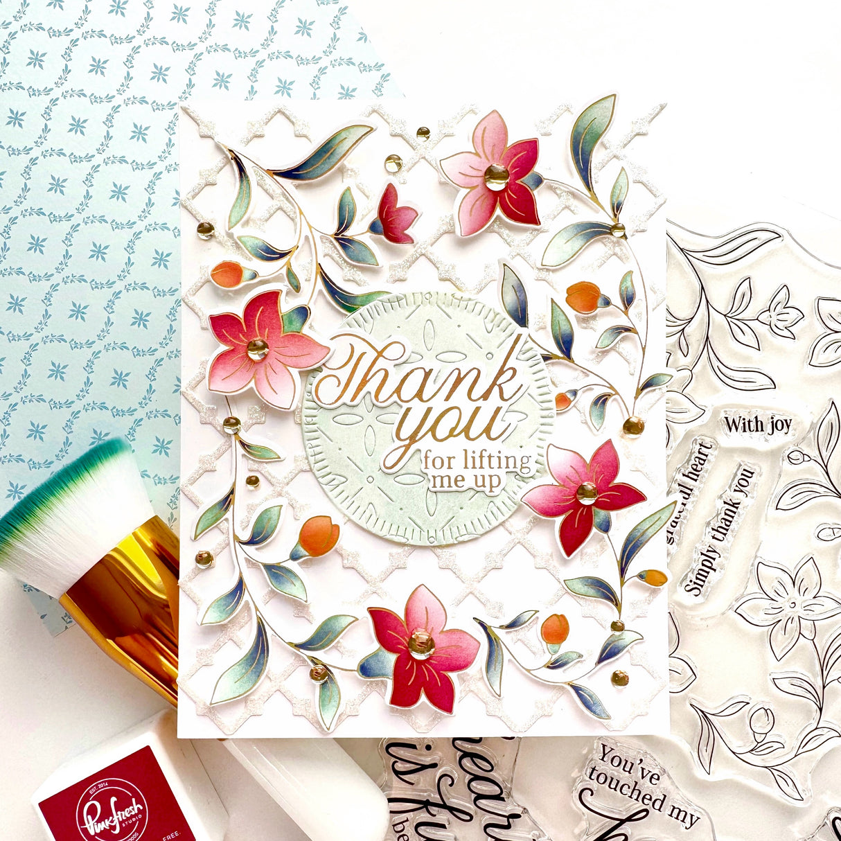 Pinkfresh Studio Lush Elegance stamp / Die / Stencil / Press plate Bundle