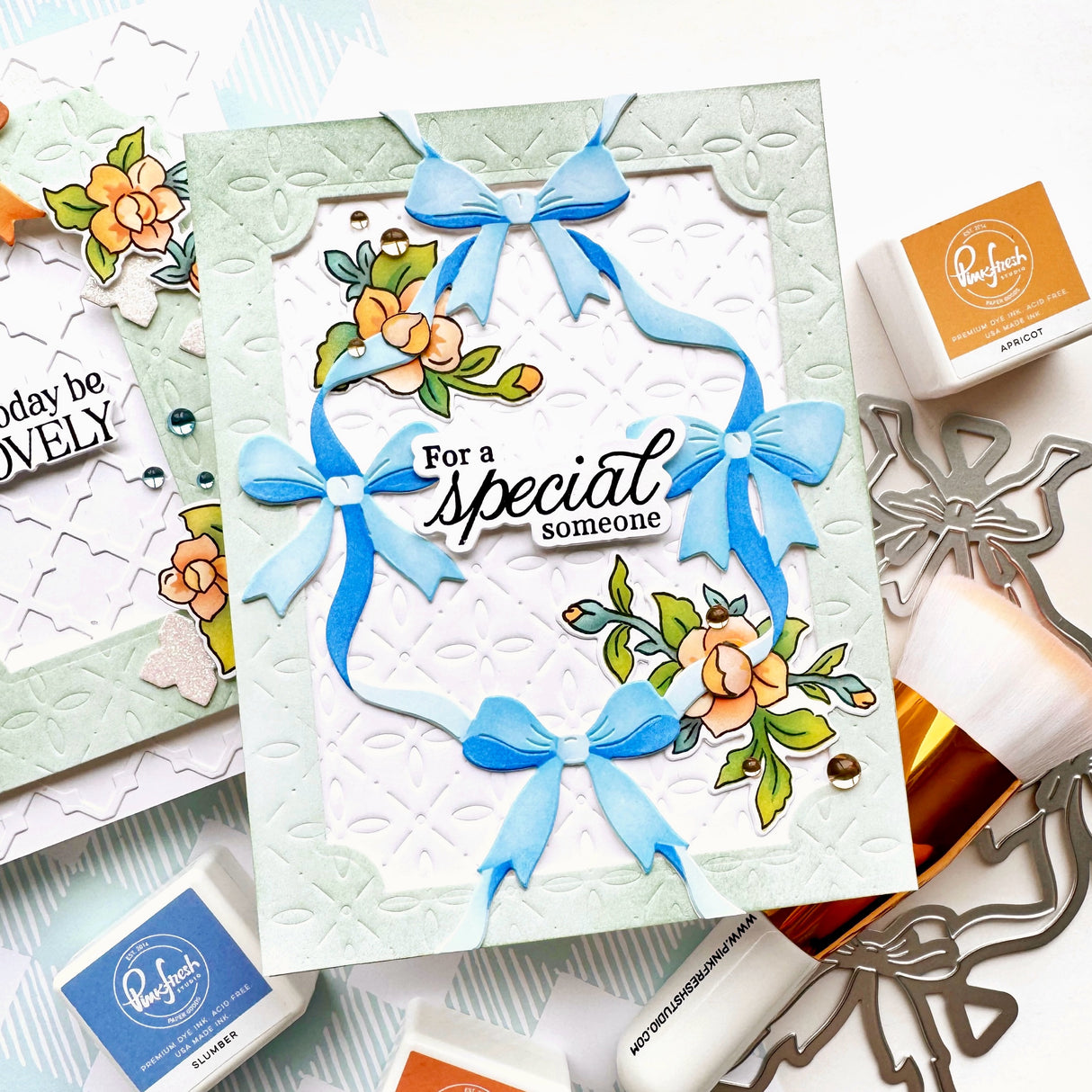 Pinkfresh Studio Ribbon Splendor stencil / Die Bundle