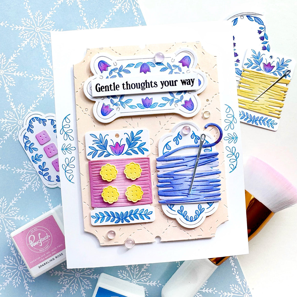 Pinkfresh Studio The Stitch Edit: Thread Spool Floral die / Stamp / stencil Bundle