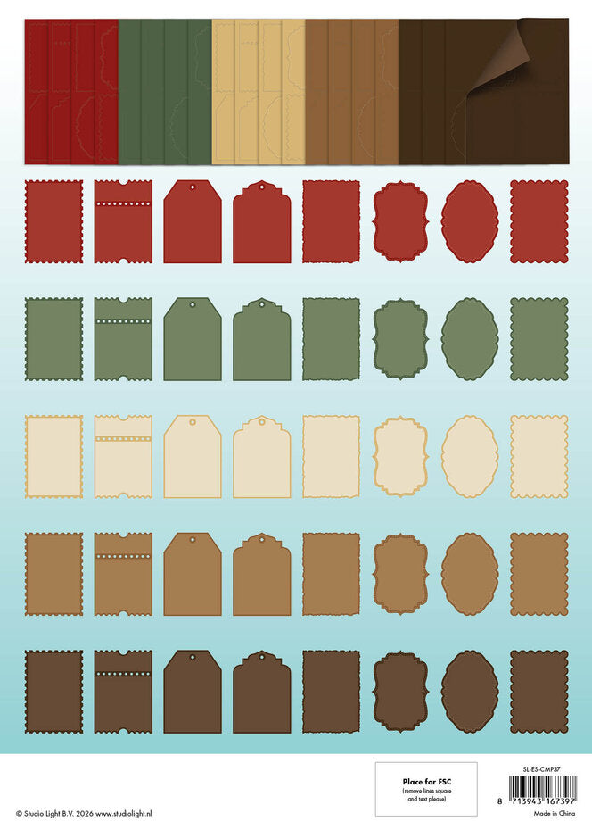 Studio Light Cottage Christmas Card Shapes for 105x148mm Cards Essentials Card Making Pad - SL-ES-CMP37
