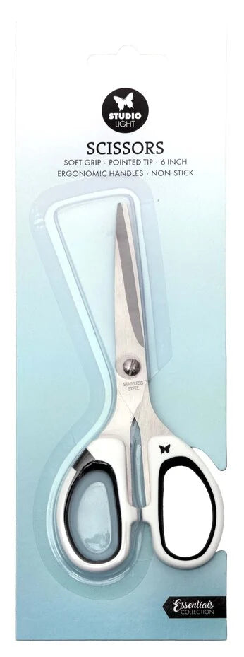 Studio Light Scissors Soft Grip/Pointed Tip/Non Stick 6 Inch - White (SL-TO-SCIS02)