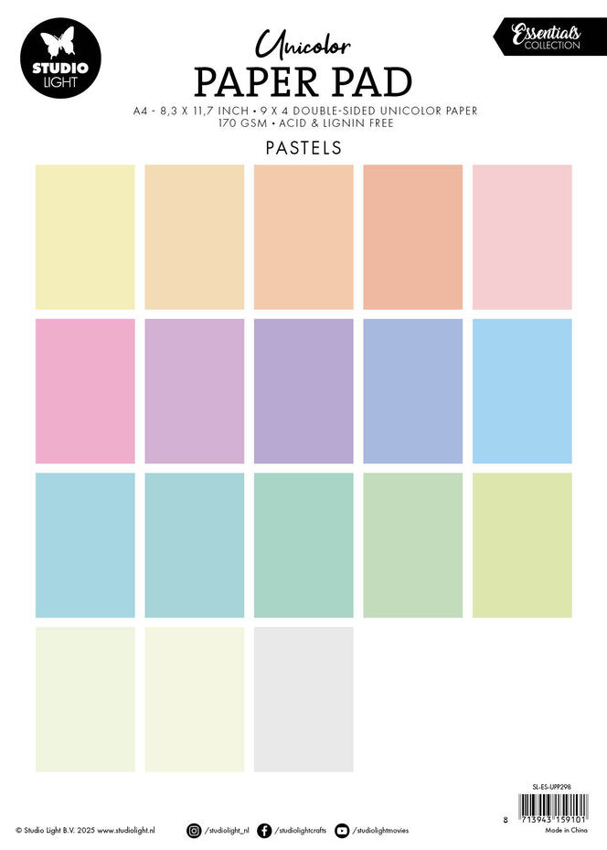 Studio Light • Essentials Unicolor Paper Pad Pastels Tones SL-ES-UPP298