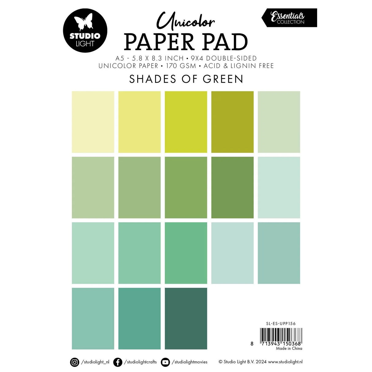 Studio Light • Essentials Unicolor Paper Pad Shades Of Green SL-ES-UPP156