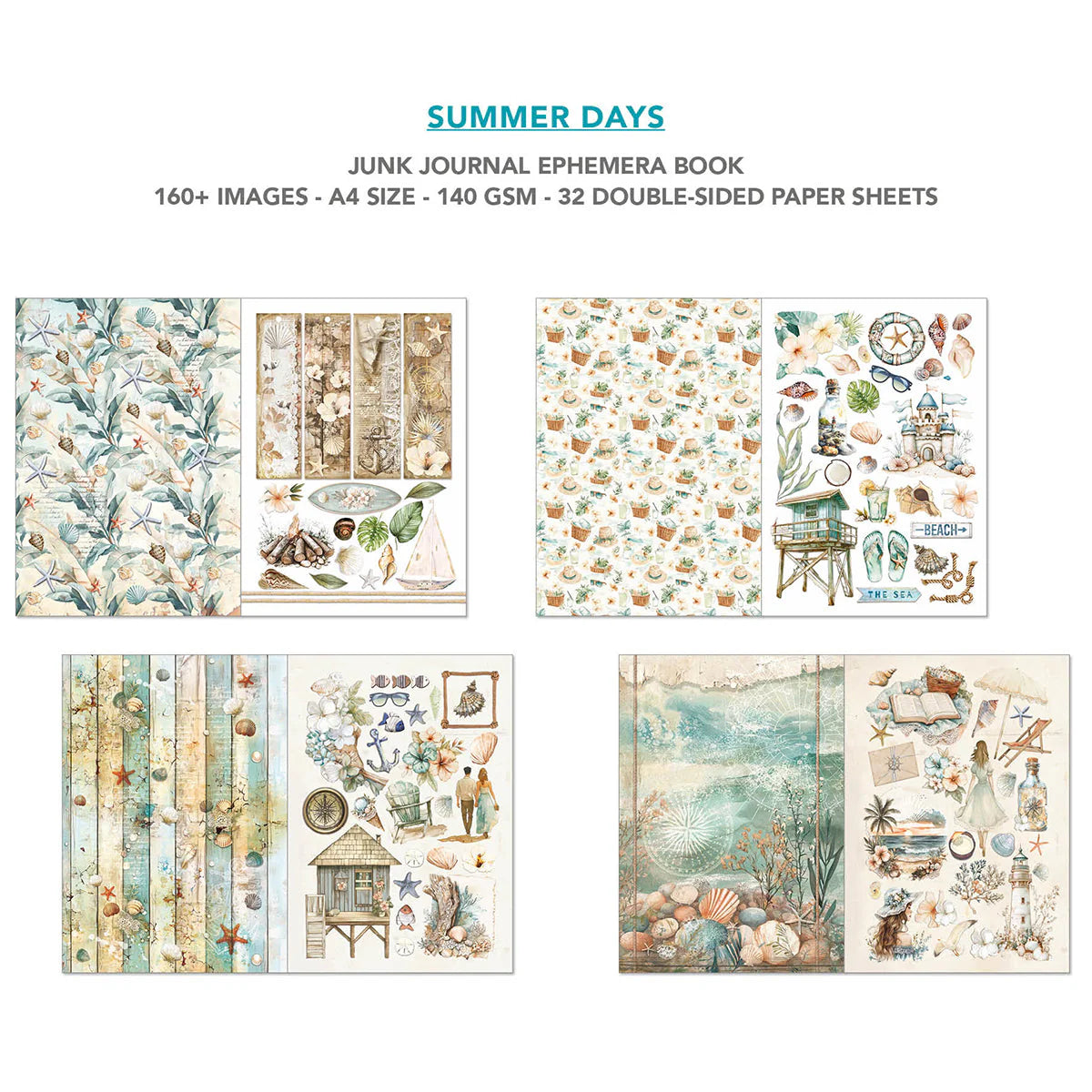 Ciao Bella Summer Days Junk Journal & Ephemera Book A4 32/Pkg