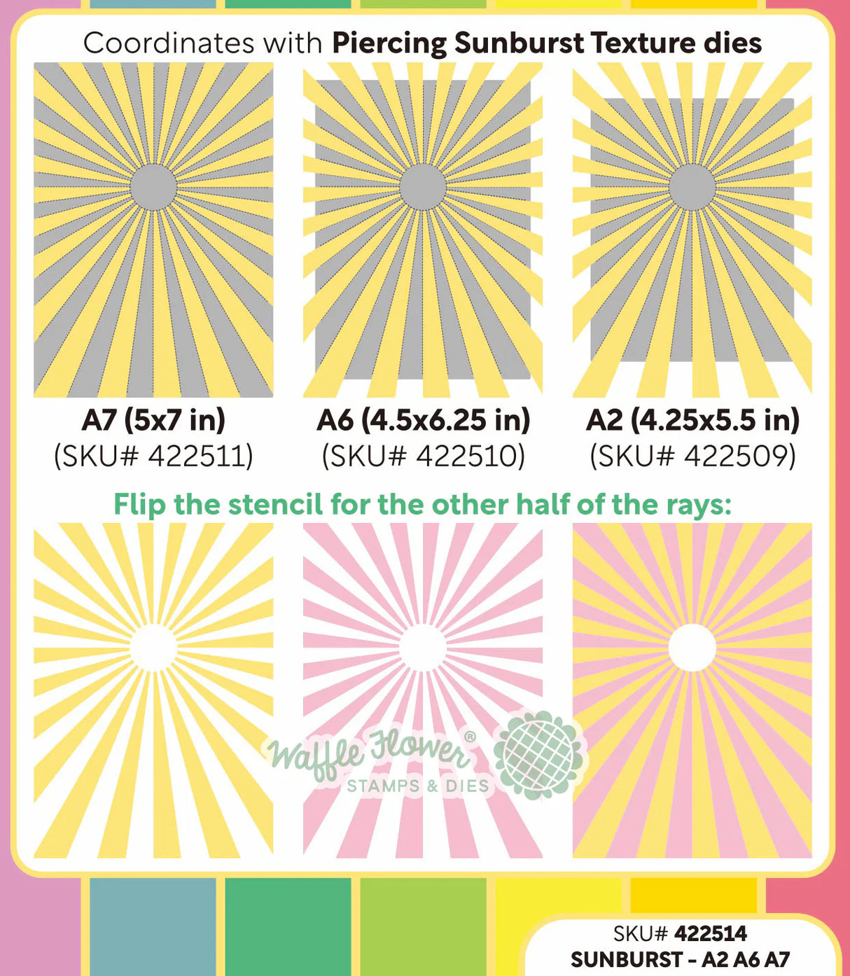 Waffle Flower Sunburst Stencil for A2 A6 A7 - 422514