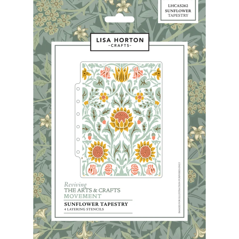 Lisa Horton Crafts Reviving the Arts and Crafts Movement Sunflower Field 3D Embossing Folder & Sunflower Tapestry Layering Stencils