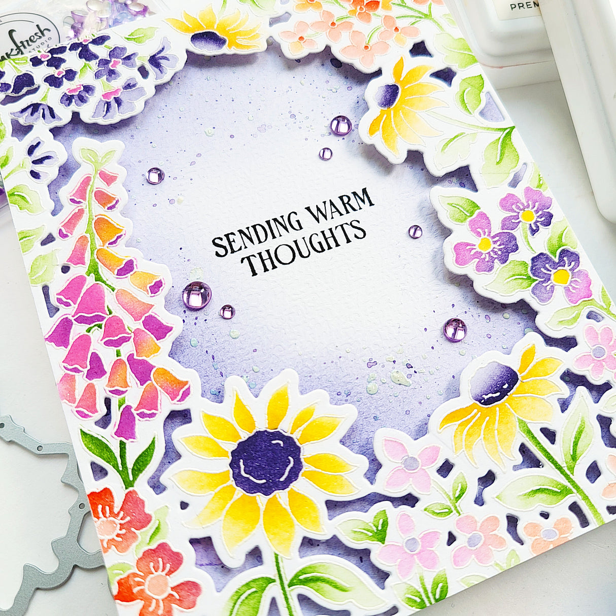 Pinkfresh Studio Sunlit Garden Cling Stamp / Stencil/ Die Bundle