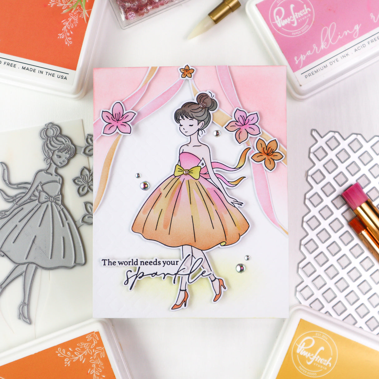 Pinkfresh Studio Ribbon Cascade Stencil