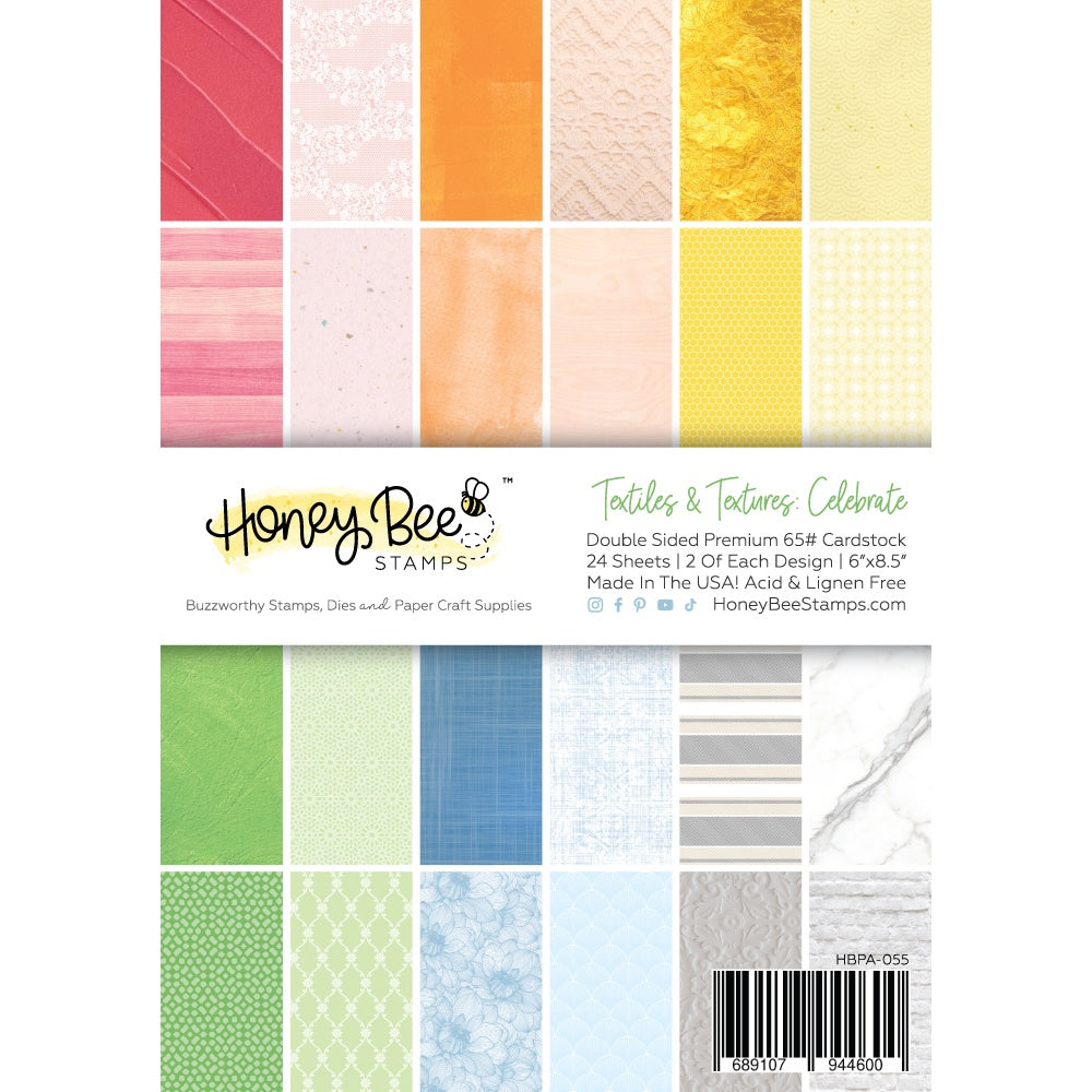 Honey Bee Stamps Textiles & Texture: Celebrate Paper Pad 6x8.5 - 24 Double Sided Sheets