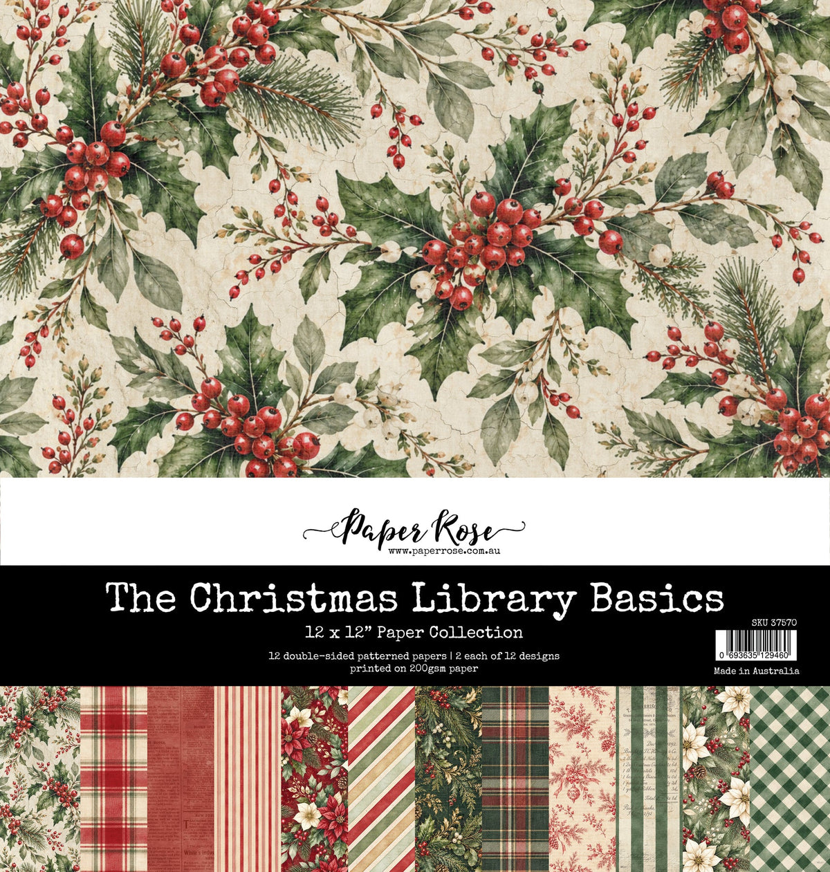 Paper Rose Studio The Christmas Library Basics 12x12 Paper Collection 37570