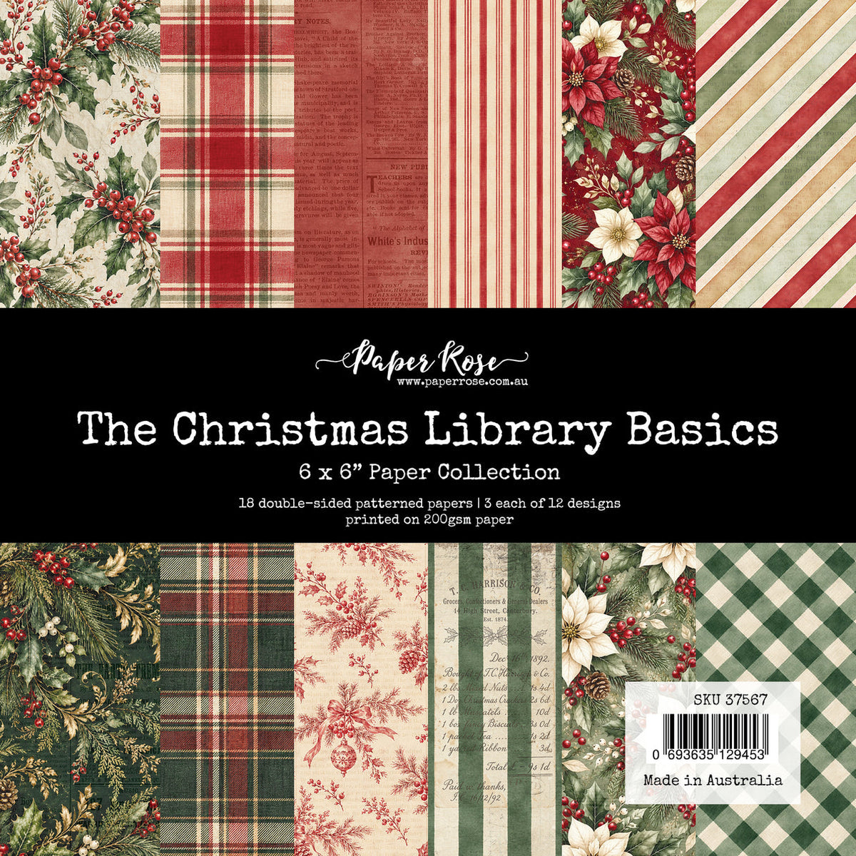 Paper Rose Studio The Christmas Library Basics 6x6 Paper Collection 37567