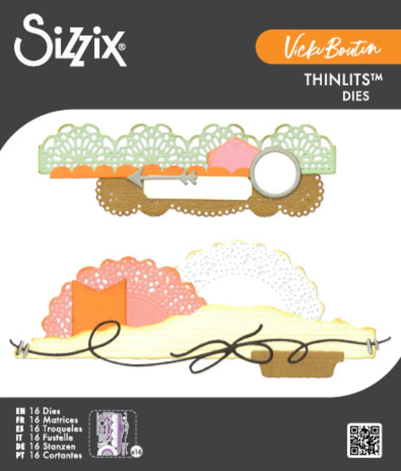 Sizzix Thinlits Die Border Clusters (16pcs) by Vicki Boutin - 667186