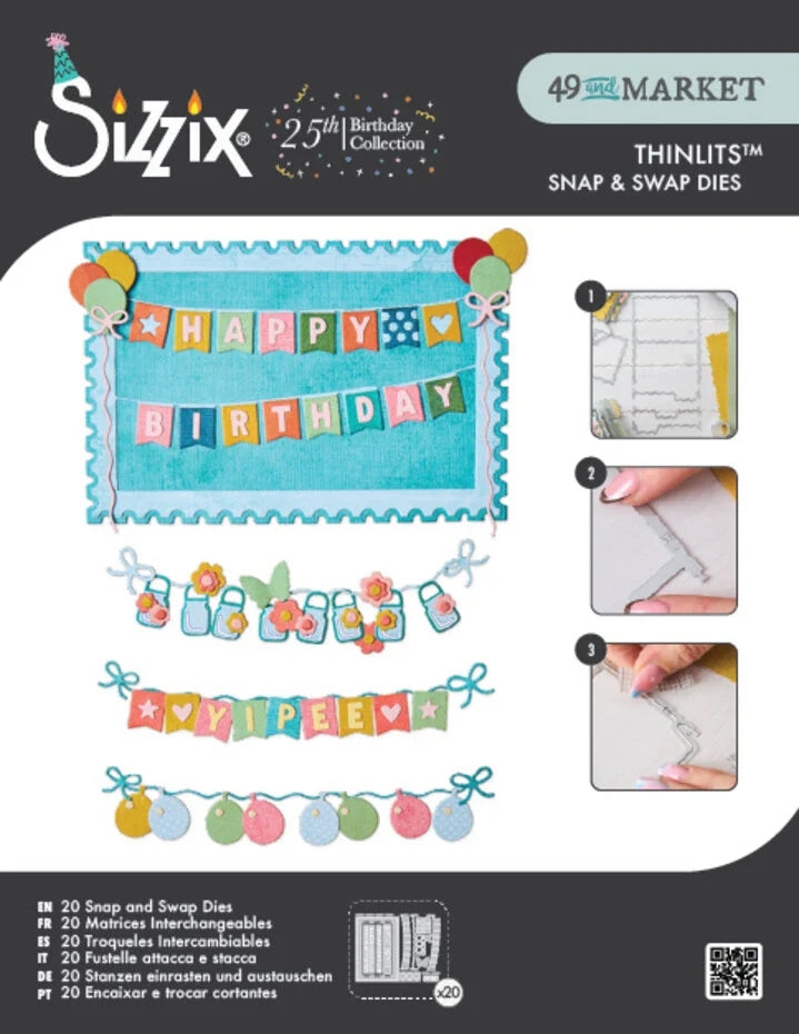 Sizzix Thinlits All About Banners Die Set, 20 Pieces by 49 & Market - 667055