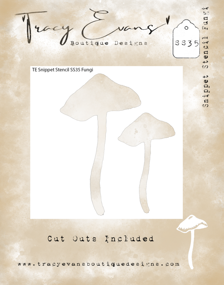 Tracy Evans Fungi 4x4 Inch Snippet Stencil (SS035)