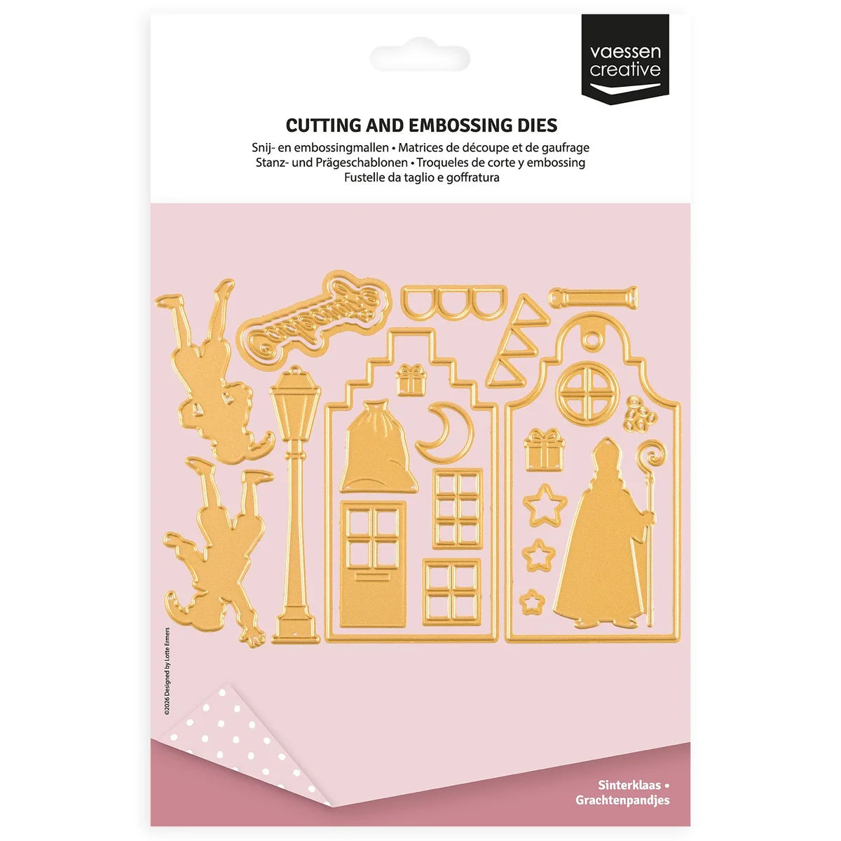 Vaessen Creative Cutting and Embossing Dies Set Saint Nicholas Canal Houses, 26 Pieces - 3625-0402